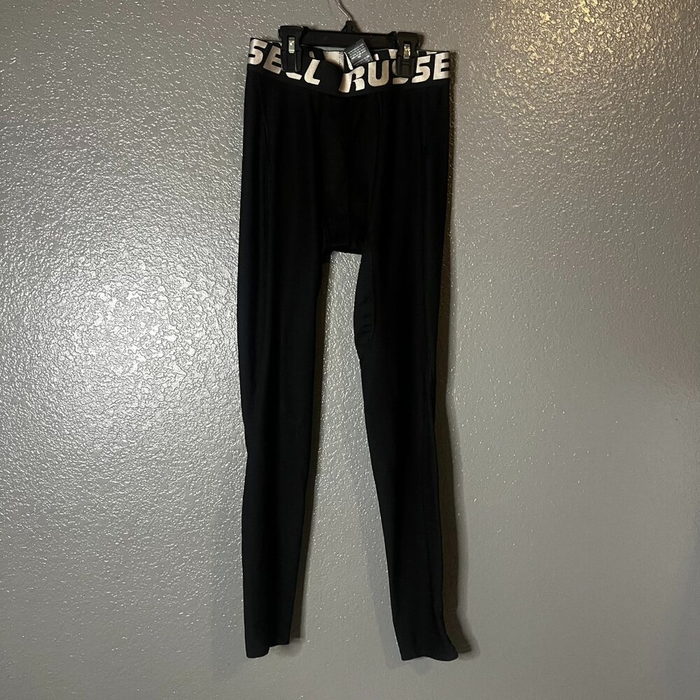 Russell Athletic Black Mens Leggings Large Stretch Active Workout Pants H Her Ev